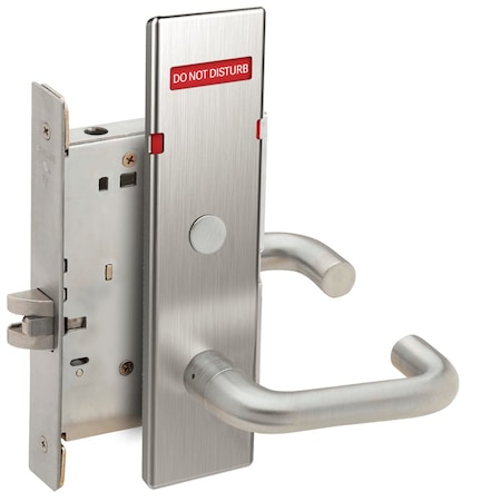 Schlage Grade 1 Bed Bathroom Privacy Mortise Lock, 03 Lever, N Escutcheon, Indicator displays with Text, Ext L9040 03N 626 L283-723
